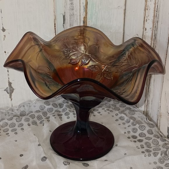 Vintage Fenton Carnival Glass Irridescent Compote - Picture 1 of 5